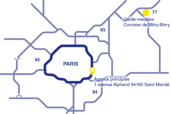 Déménagement Paris - Carte plan garde meuble